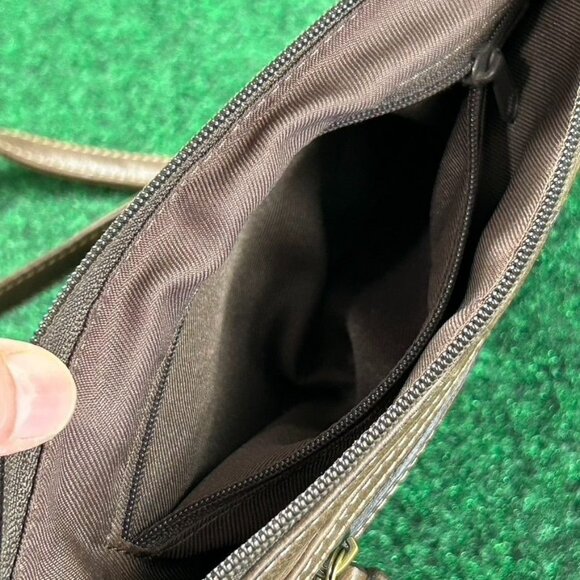 Fossil Front Zip Pocket Brown Leather Small Crossbody Bag Purse - Picture 5 of 9